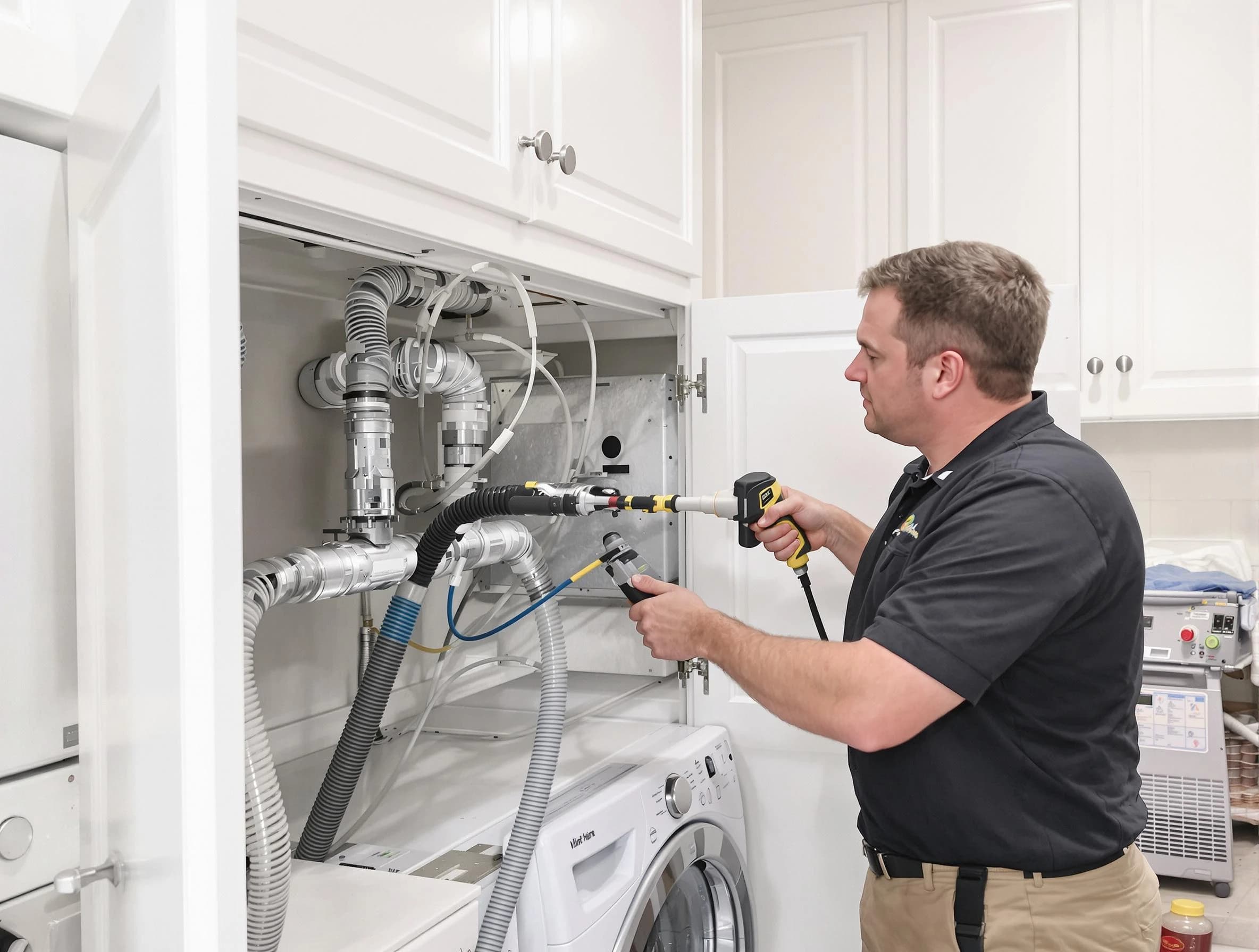 Springville Dryer Vent Cleaning professional removing severe blockage from a clogged dryer vent in Springville